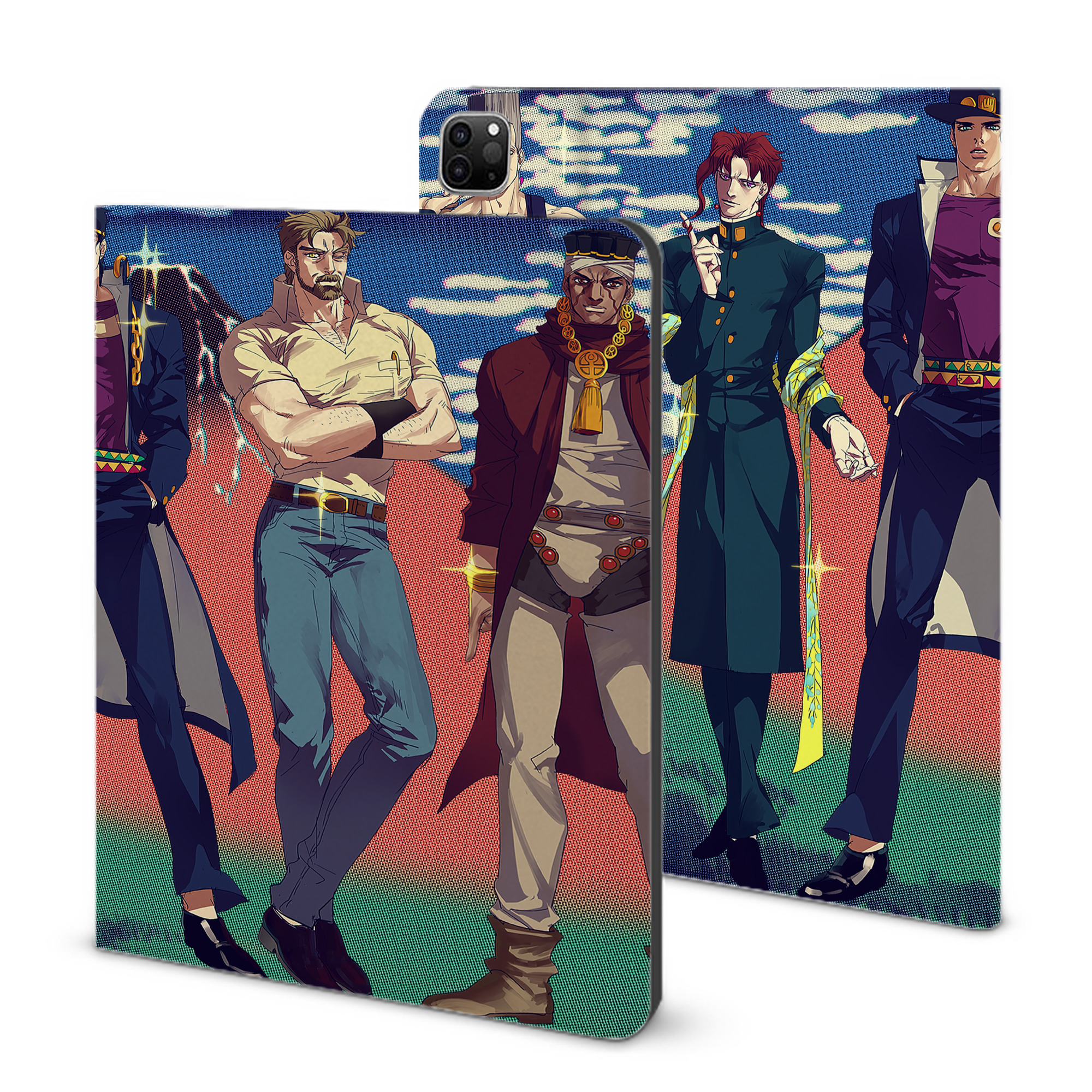 （画像用） ジョジョの奇妙な冒険 JoJo's Bizarre Adventure IPad ケース ブック型 PUレザー TPU 耐衝撃 軽量 薄型 ペン収納なし 全面保護 IPad 各モデル対応